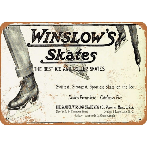 Vintage Look Reproduction 1910 Winslow/'s Ice Skates Metal Sign